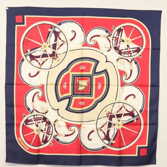 HERMES Carre 90 Scarf ""WASHINGTONS CARRIAGE"" Silk Navy Auth 133640 - Picture 14 of 14